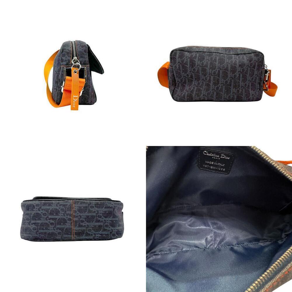 Dior Flight Blue  Orange Shoulder Bag Denim Navy Christian